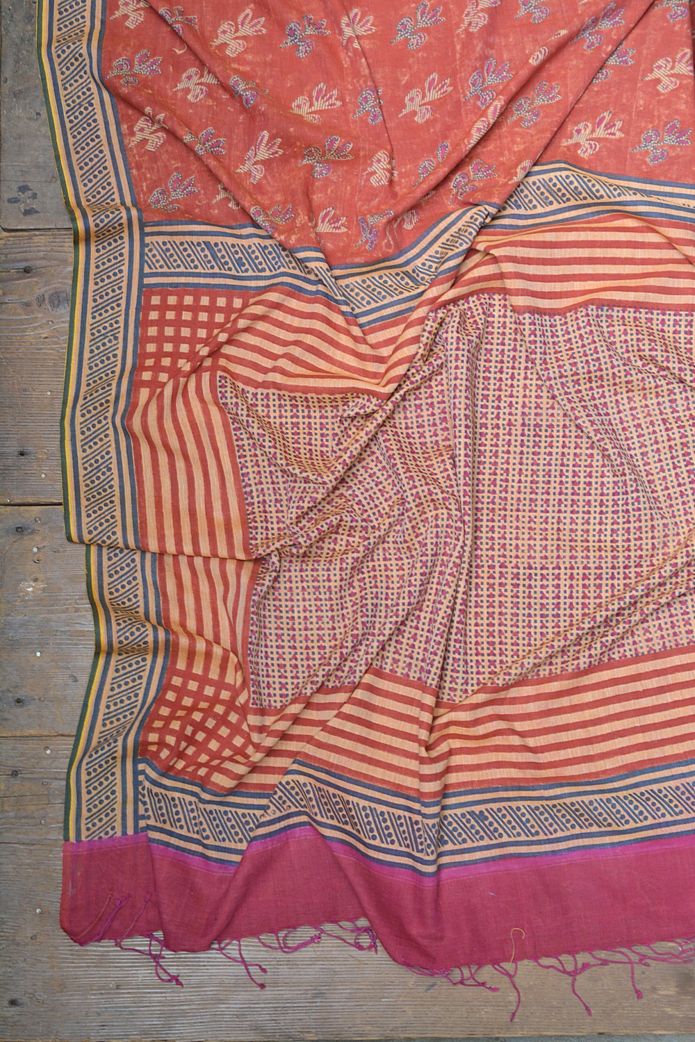 Block-Printed Khadi Saree | Doodle
