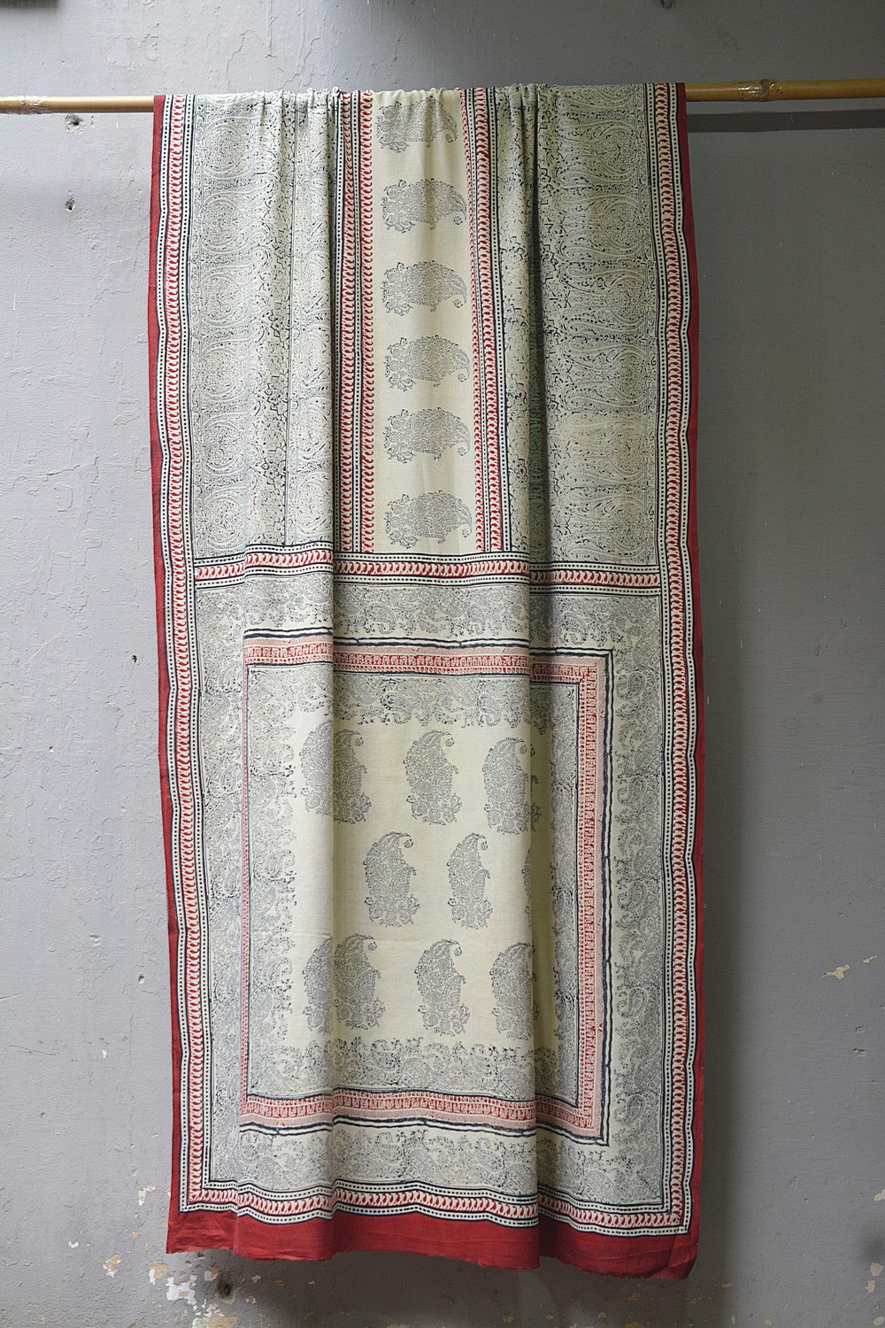 Block-Printed Khadi Saree | Paisley