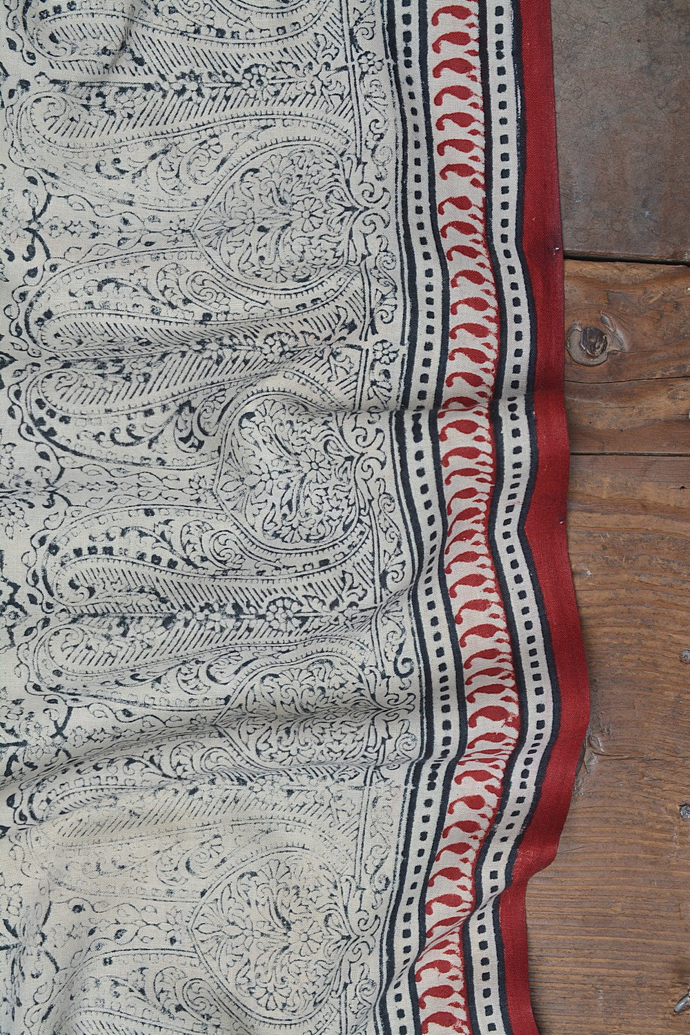 Block-Printed Khadi Saree | Paisley