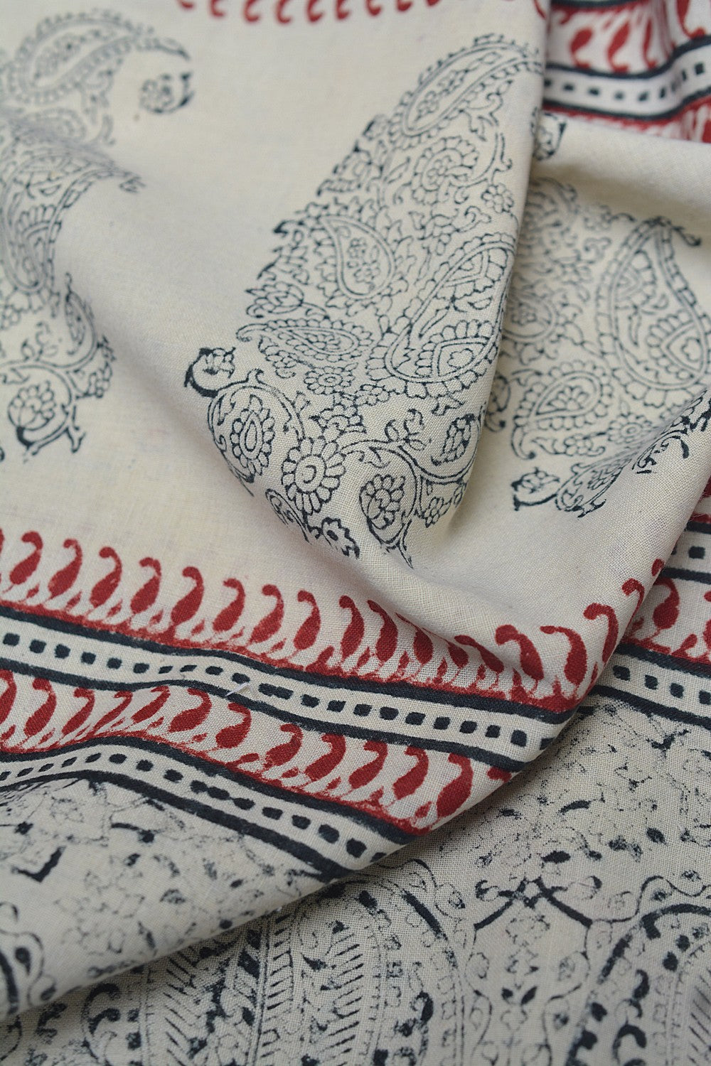 Block-Printed Khadi Saree | Paisley