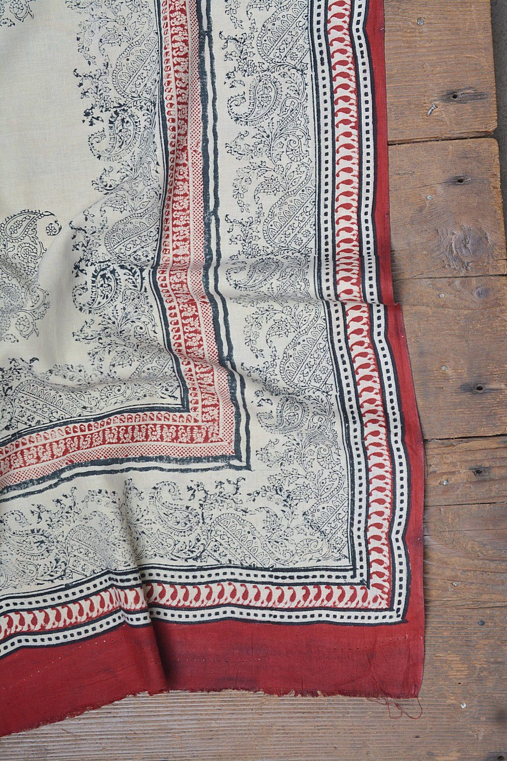 Block-Printed Khadi Saree | Paisley