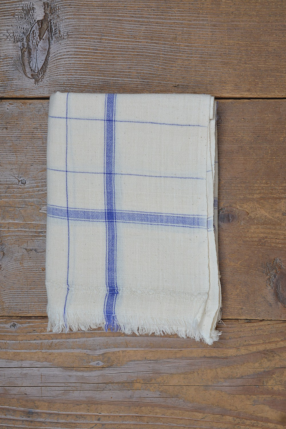 Khadi Towel - Blue Windowpane