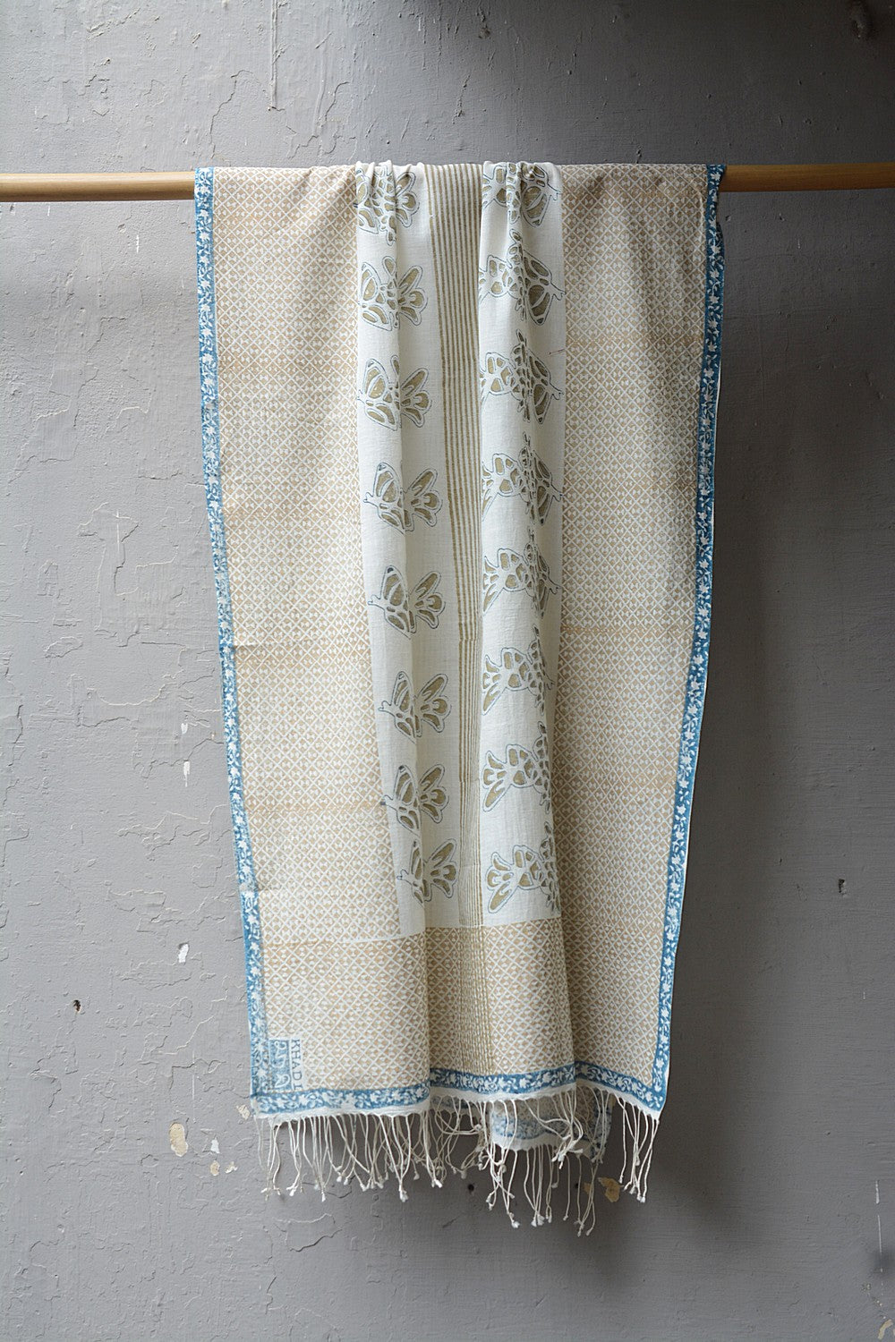 Khadi Stole - Blue Border