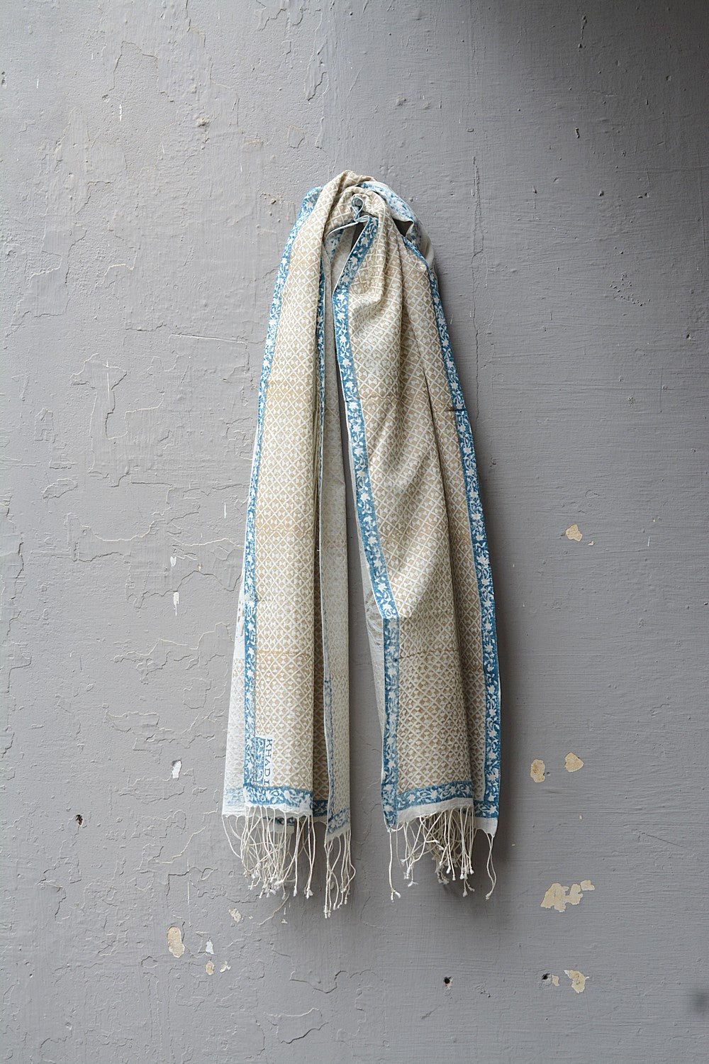 Khadi Stole - Blue Border