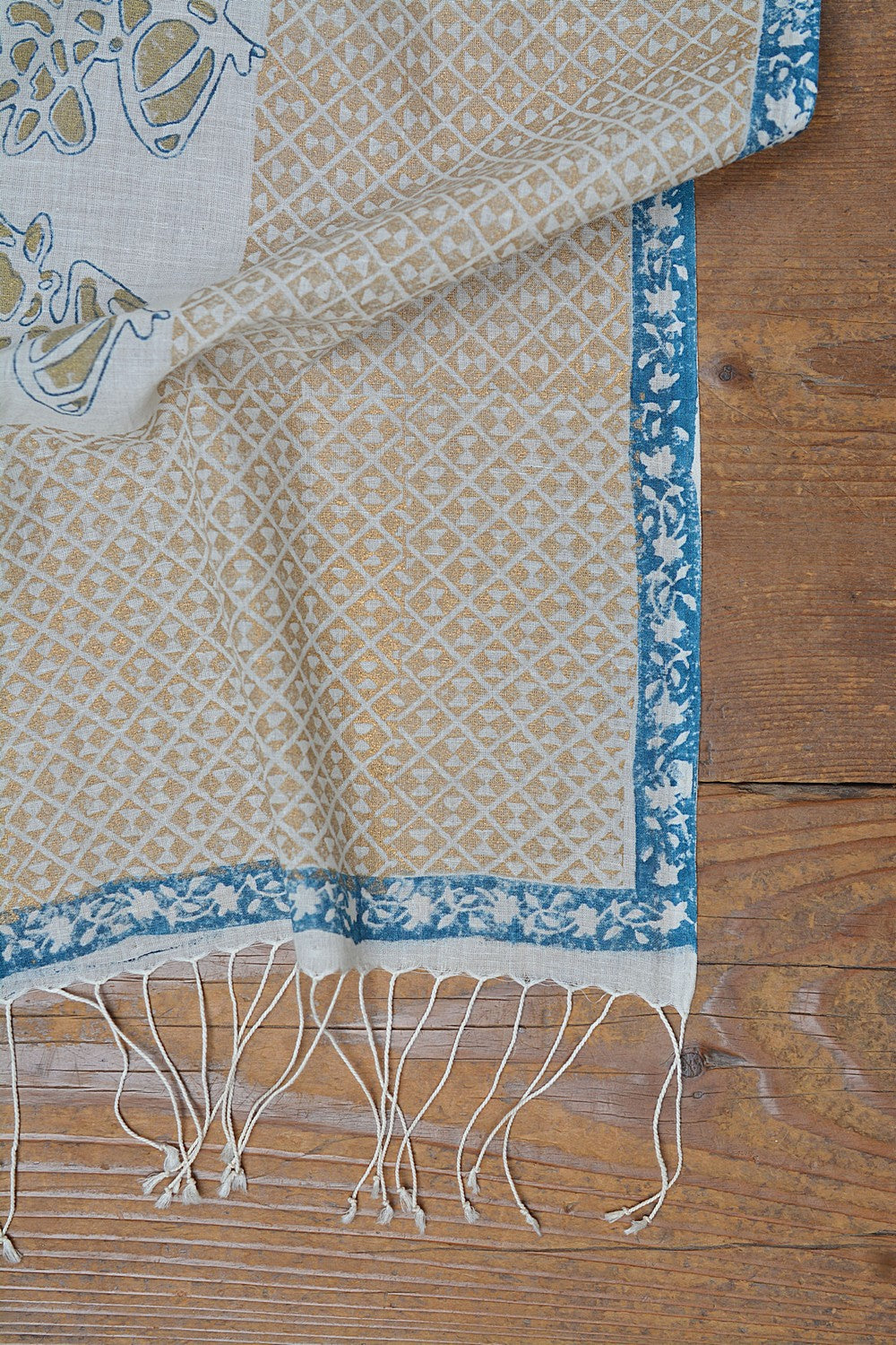 Khadi Stole - Blue Border
