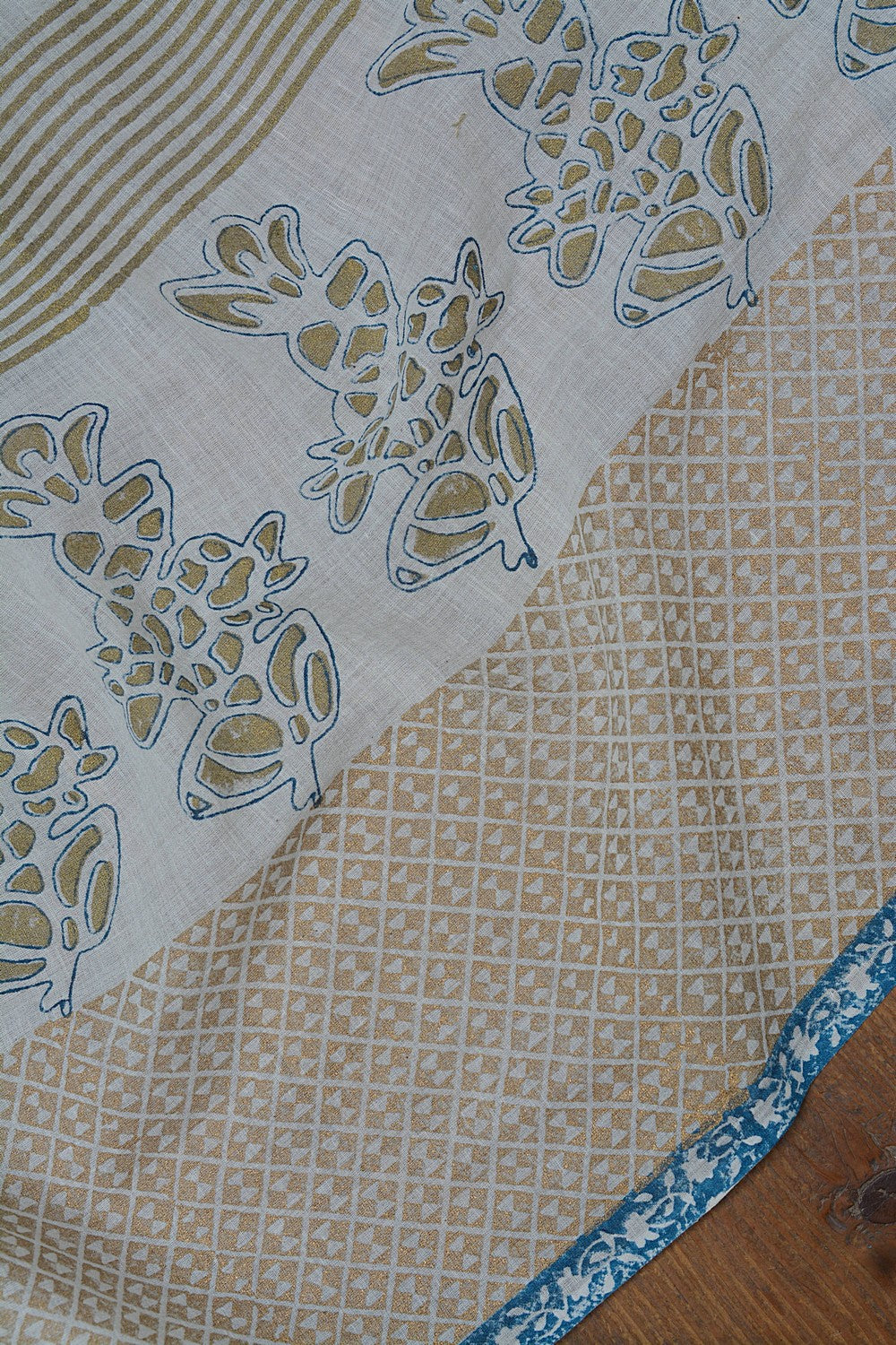 Khadi Stole - Blue Border