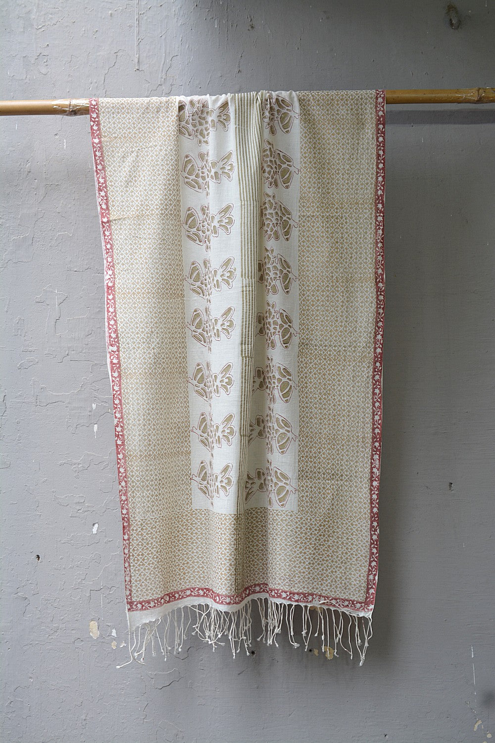Khadi Stole - Brown Border