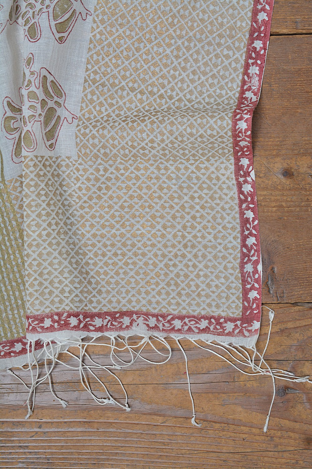Khadi Stole - Brown Border