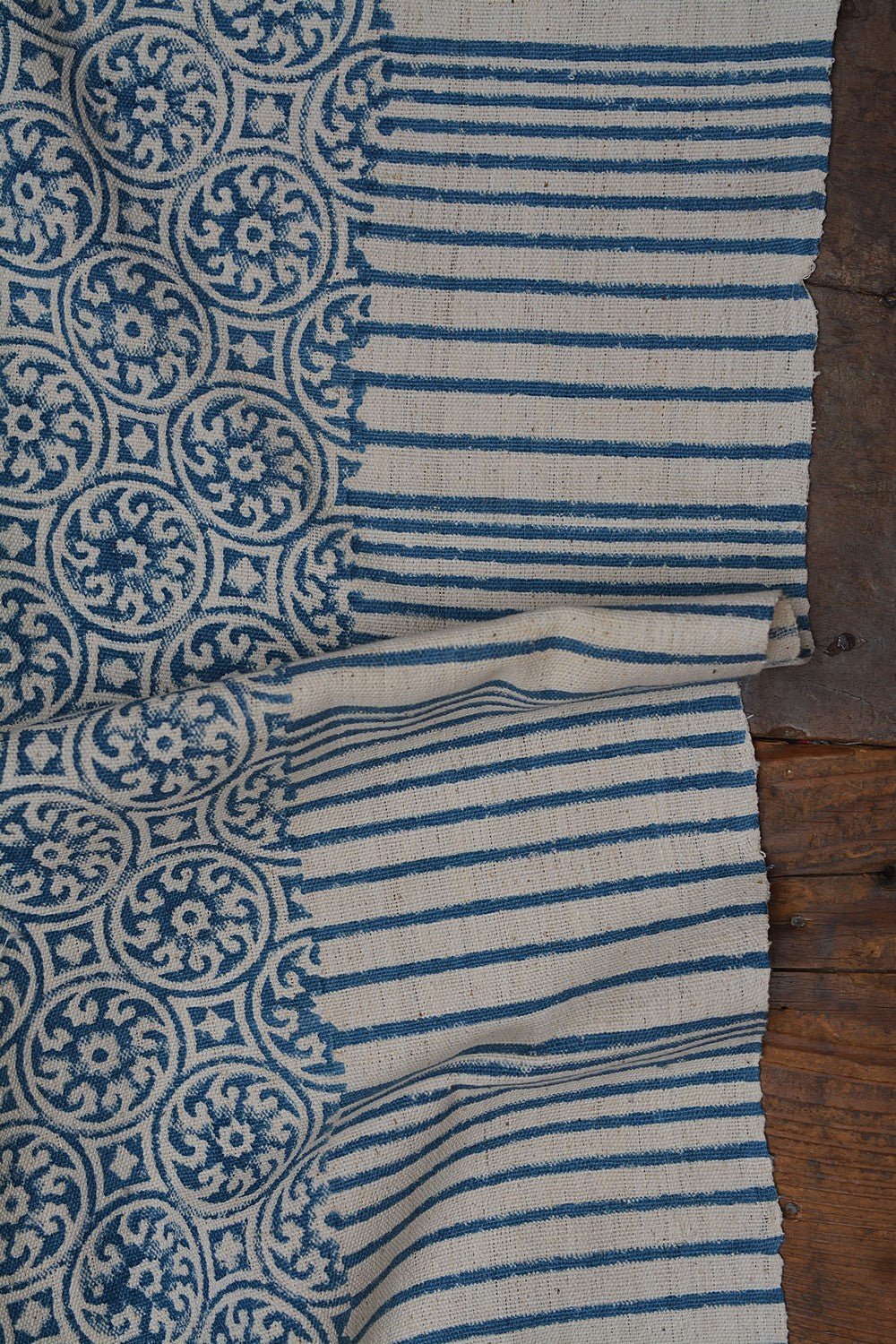 Block Printed Khadi Bedsheet - Tiles - 56"x 92" - metaphorracha