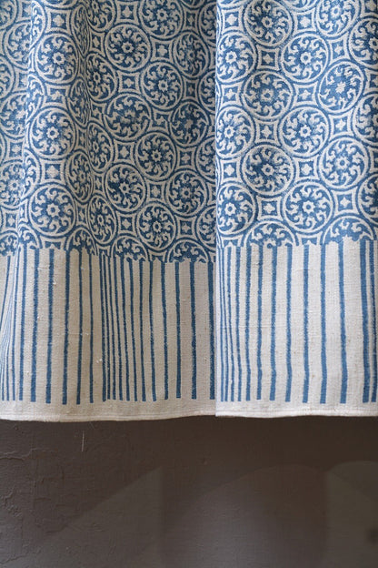 Block Printed Khadi Bedsheet - Tiles - 56"x 92" - metaphorracha