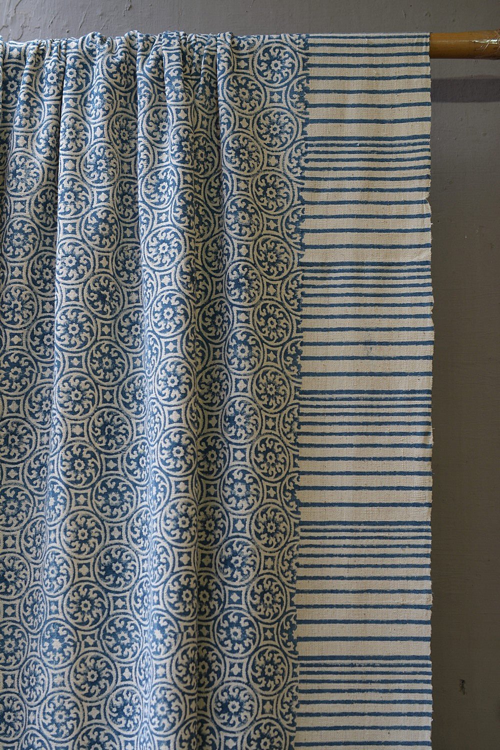 Block Printed Khadi Bedsheet - Tiles - 56"x 92" - metaphorracha