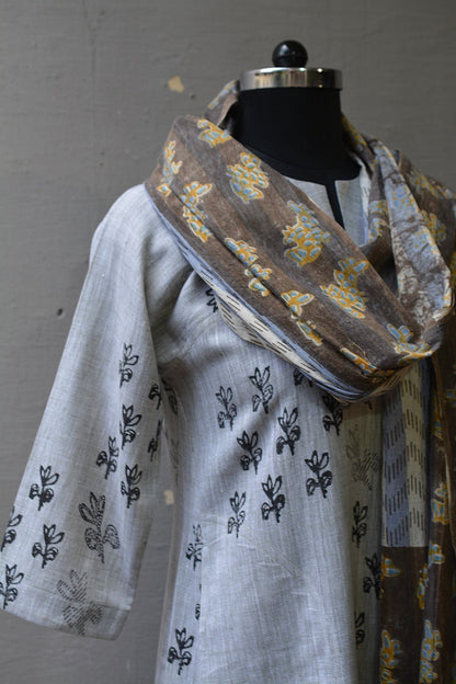 Block Printed Khadi Dress - Blossom - metaphorracha