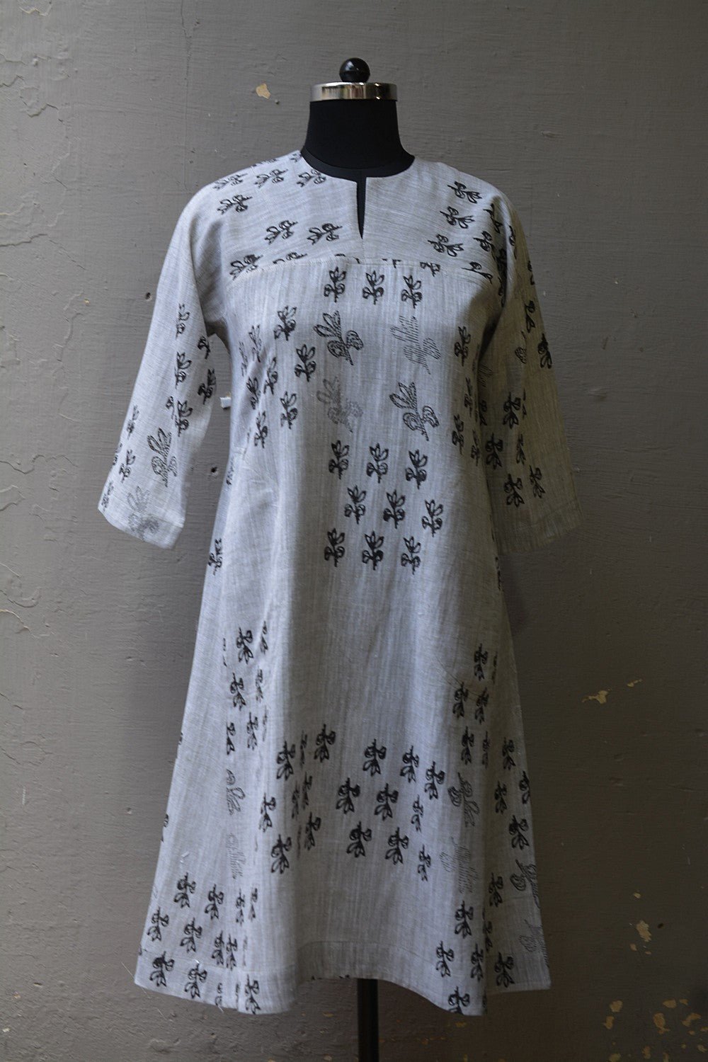 Block Printed Khadi Dress - Blossom - metaphorracha