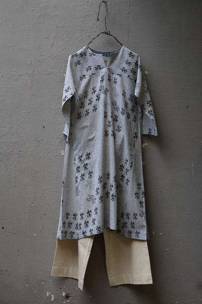 Block Printed Khadi Dress - Blossom - metaphorracha