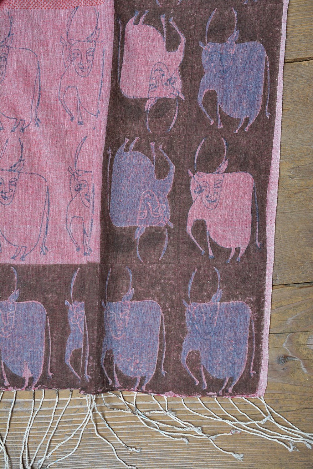 Block Printed Khadi Dupatta - Kuh - metaphorracha