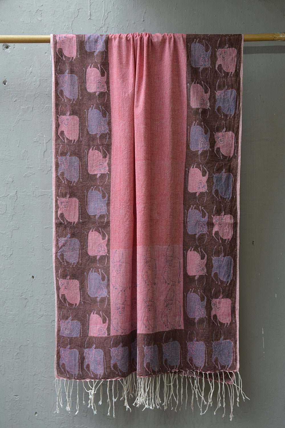 Block Printed Khadi Dupatta - Kuh - metaphorracha