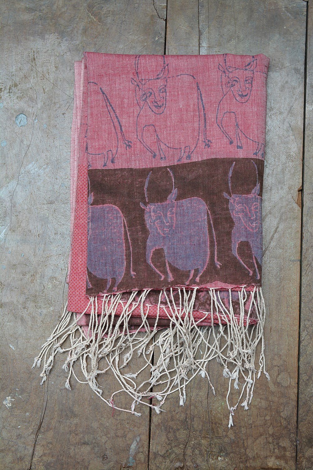 Block Printed Khadi Dupatta - Kuh - metaphorracha