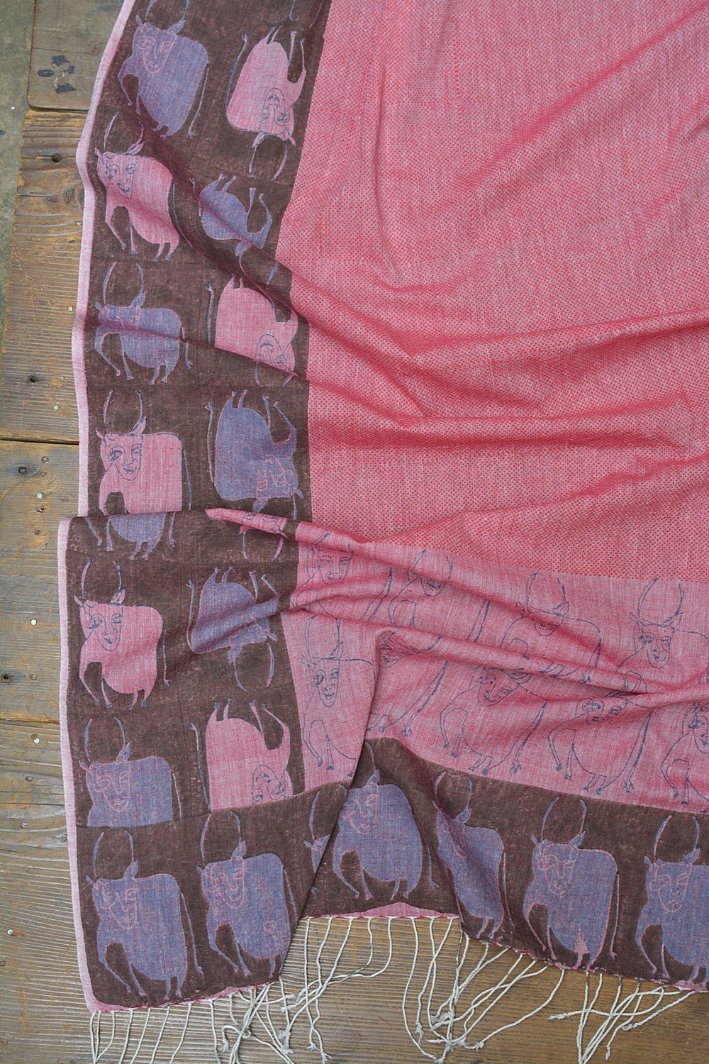 Block Printed Khadi Dupatta - Kuh - metaphorracha