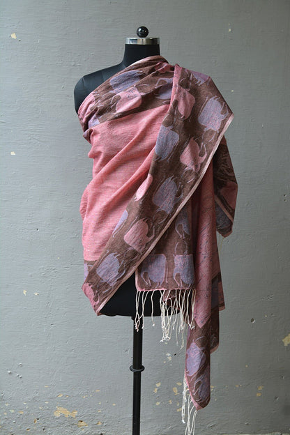 Block Printed Khadi Dupatta - Kuh - metaphorracha