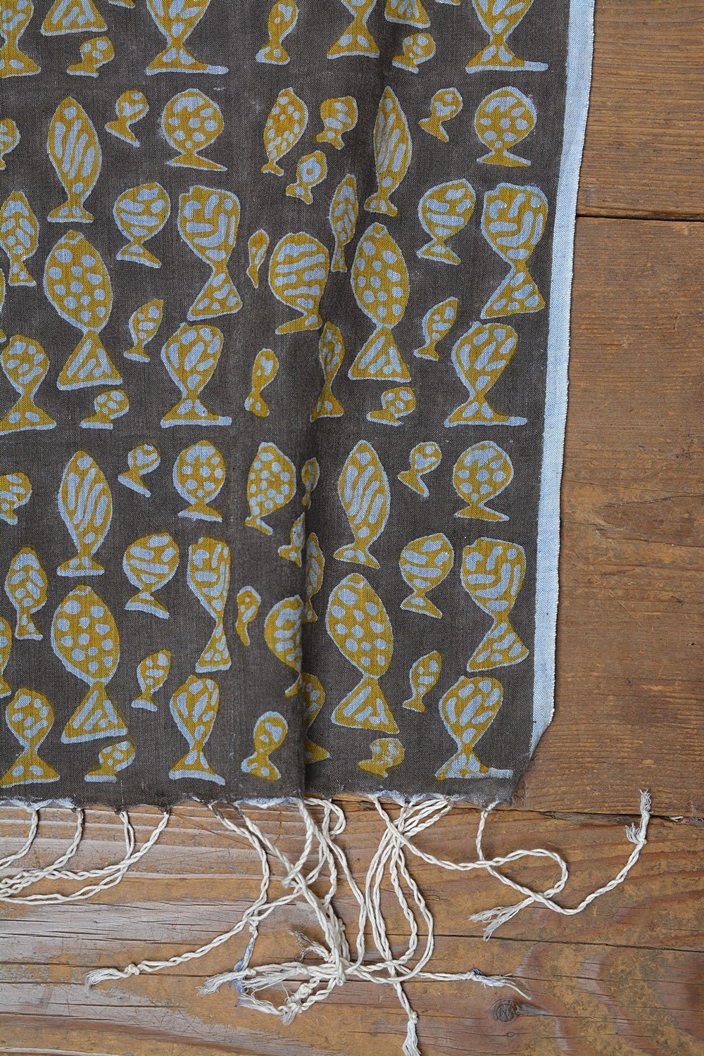 Block Printed Khadi Dupatta - Pez - metaphorracha