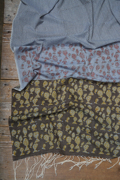 Block Printed Khadi Dupatta - Pez - metaphorracha