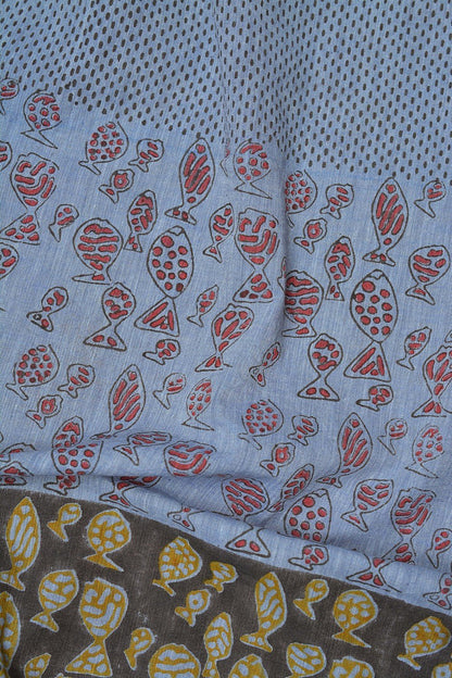 Block Printed Khadi Dupatta - Pez - metaphorracha