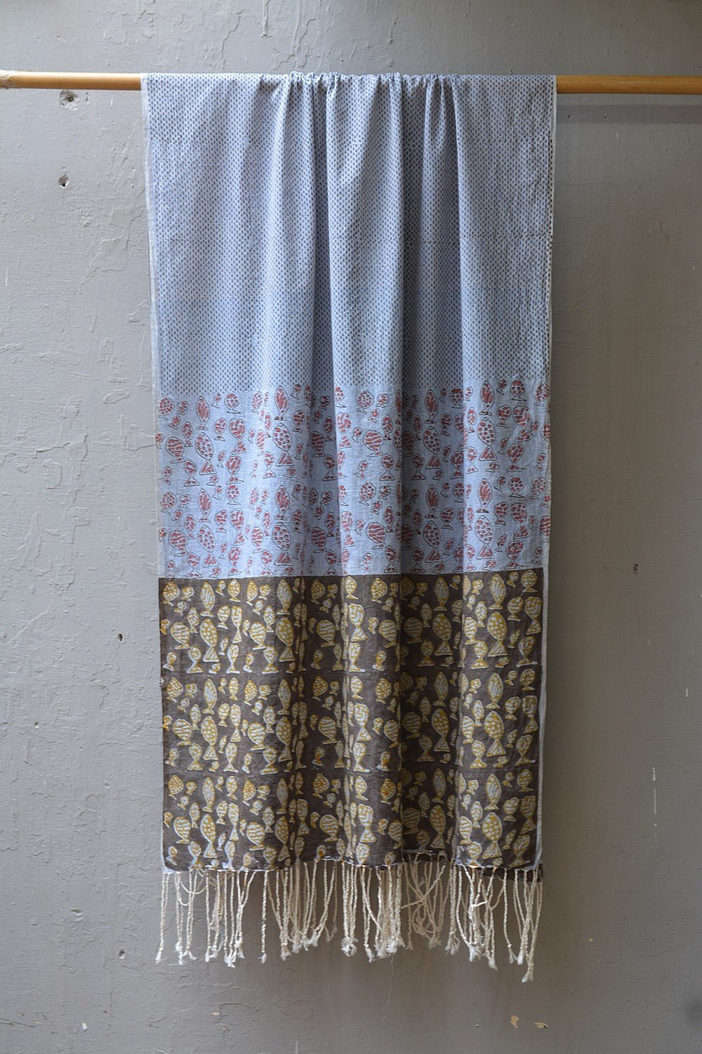 Block Printed Khadi Dupatta - Pez - metaphorracha