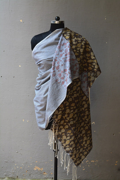 Block Printed Khadi Dupatta - Pez - metaphorracha