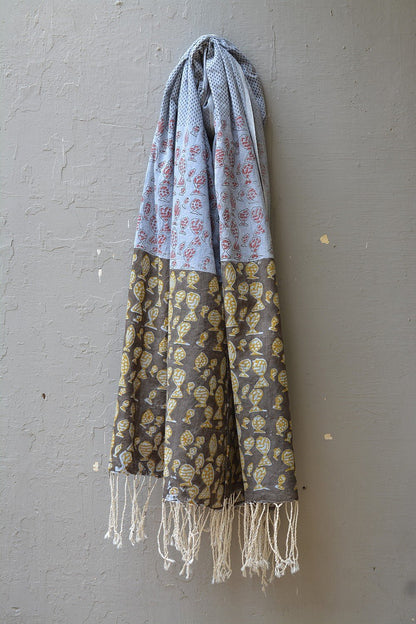 Block Printed Khadi Dupatta - Pez - metaphorracha