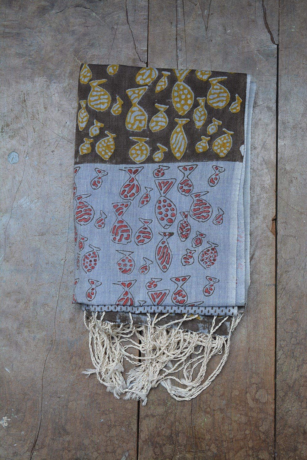 Block Printed Khadi Dupatta - Pez - metaphorracha