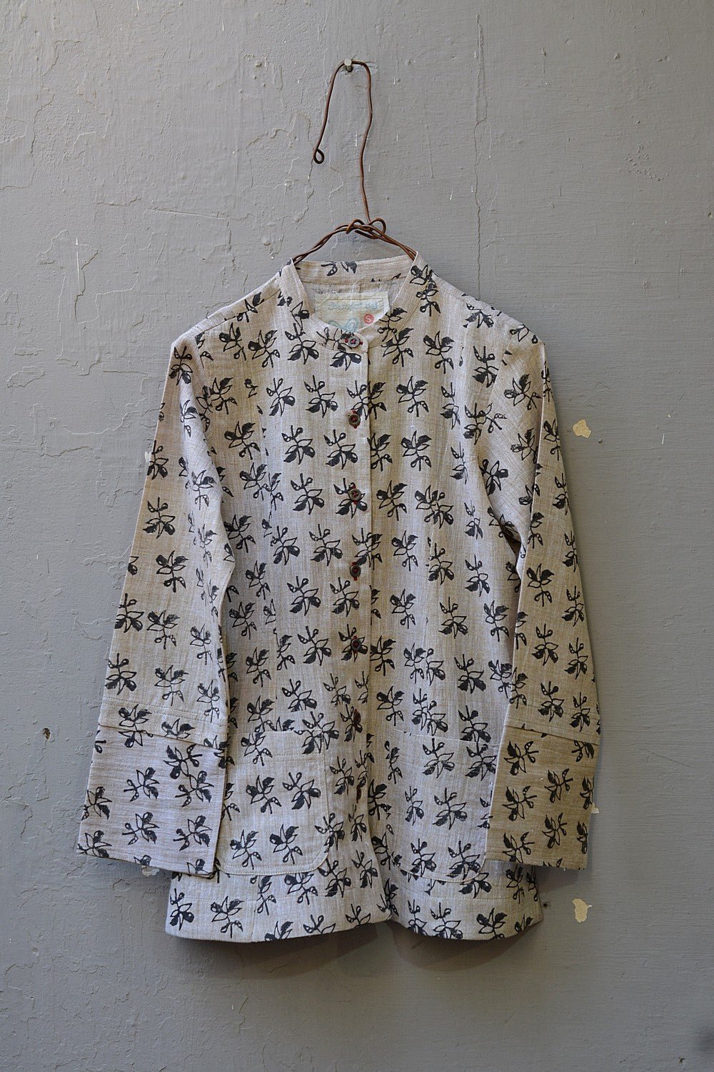 Block Printed Khadi Jacket - Stalk - metaphorracha