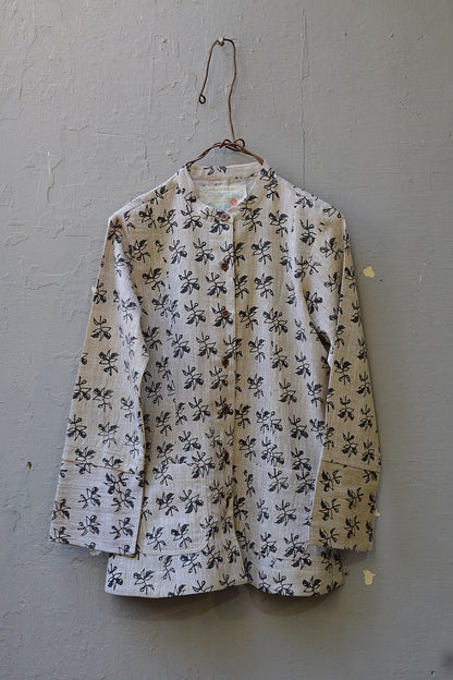 Block Printed Khadi Jacket - Stalk - metaphorracha