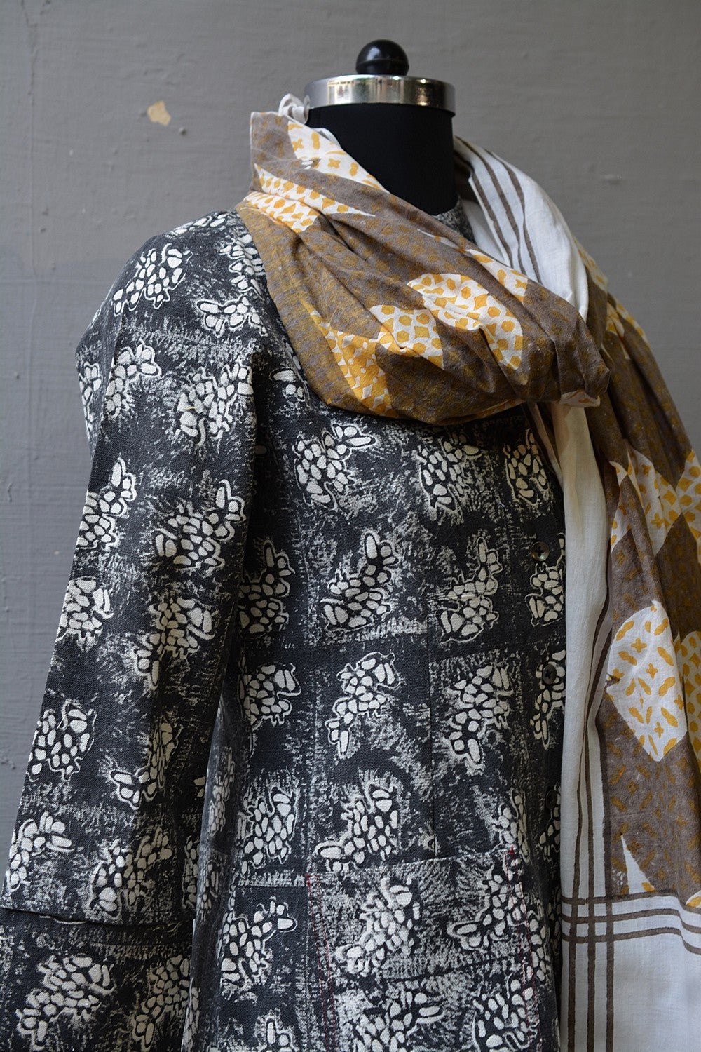 Block Printed Khadi Jacket - Stalk - metaphorracha