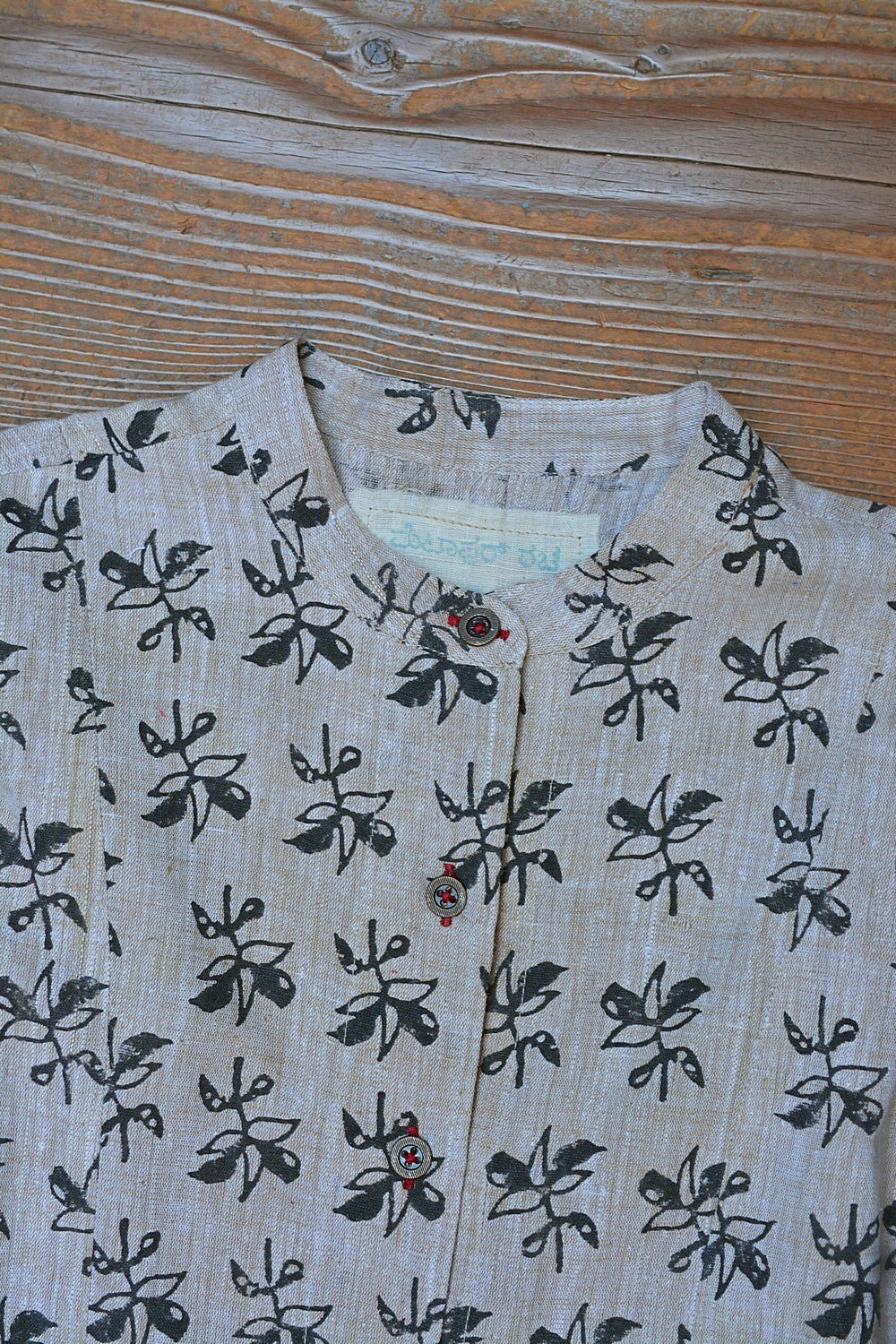 Block Printed Khadi Jacket - Stalk - metaphorracha