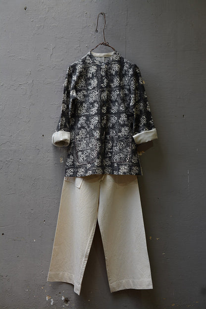 Block Printed Khadi Jacket - Stalk - metaphorracha