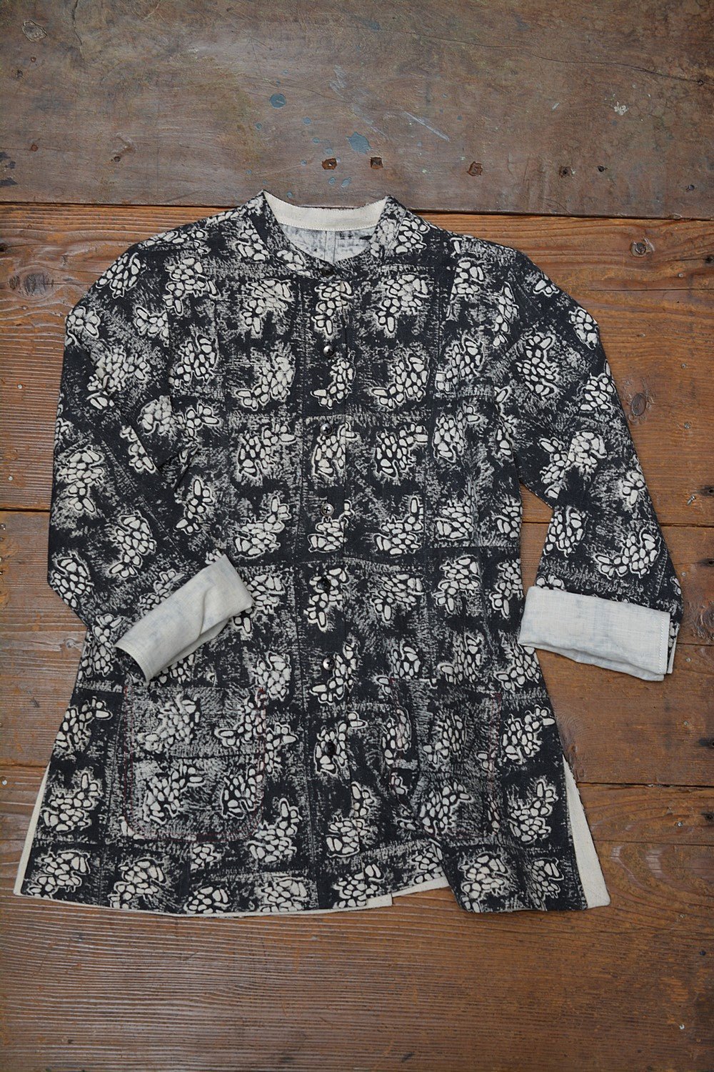 Block Printed Khadi Jacket - Stalk - metaphorracha