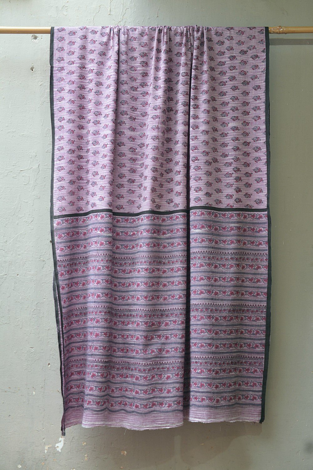 Block Printed Khadi Saree - Amethyst Sky - metaphorracha