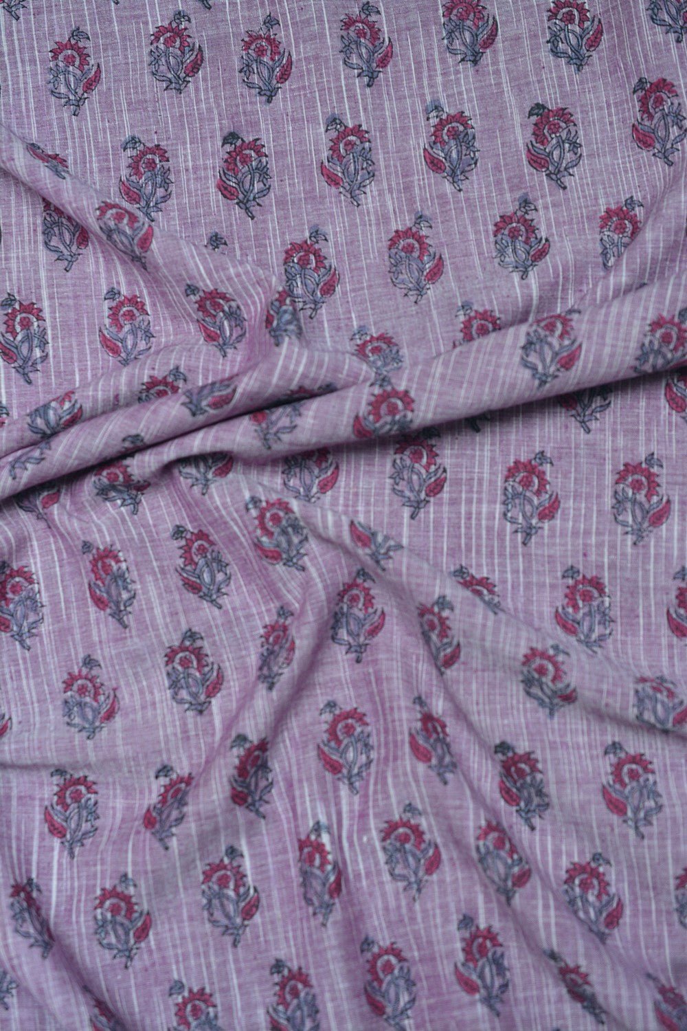 Block Printed Khadi Saree - Amethyst Sky - metaphorracha