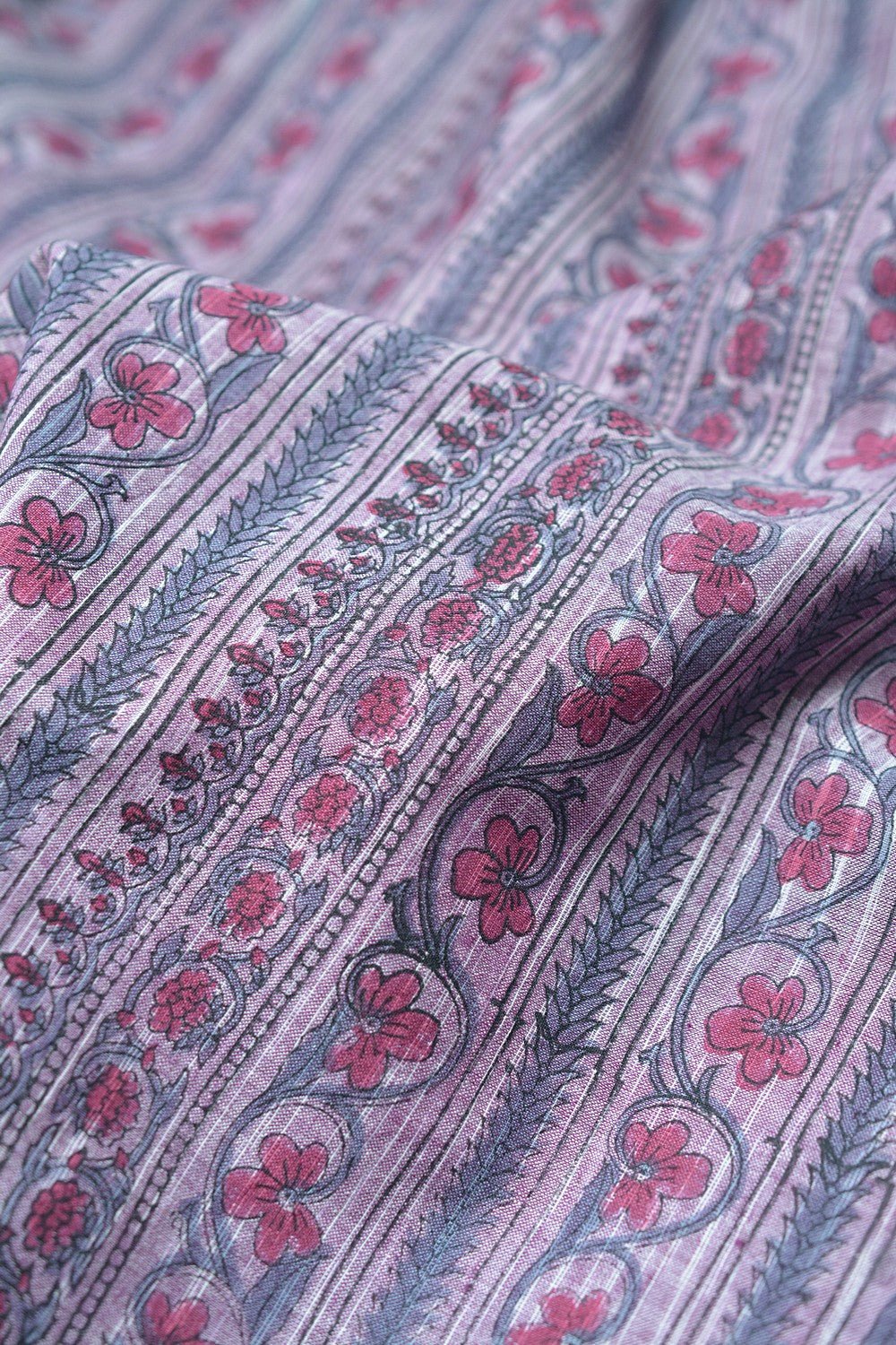 Block Printed Khadi Saree - Amethyst Sky - metaphorracha