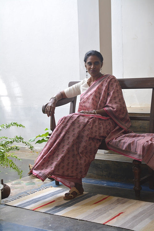 Block Printed Khadi Saree - Ciao Bella - metaphorracha