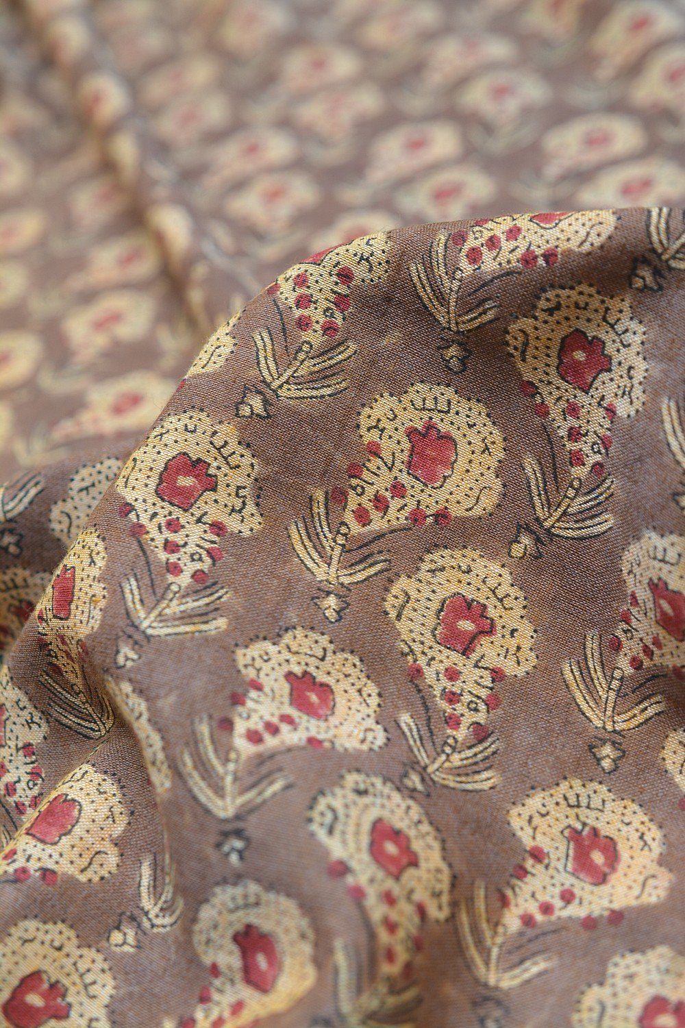 Block Printed Khadi Saree - Deer Trail - metaphorracha