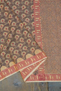 Block Printed Khadi Saree - Deer Trail - metaphorracha