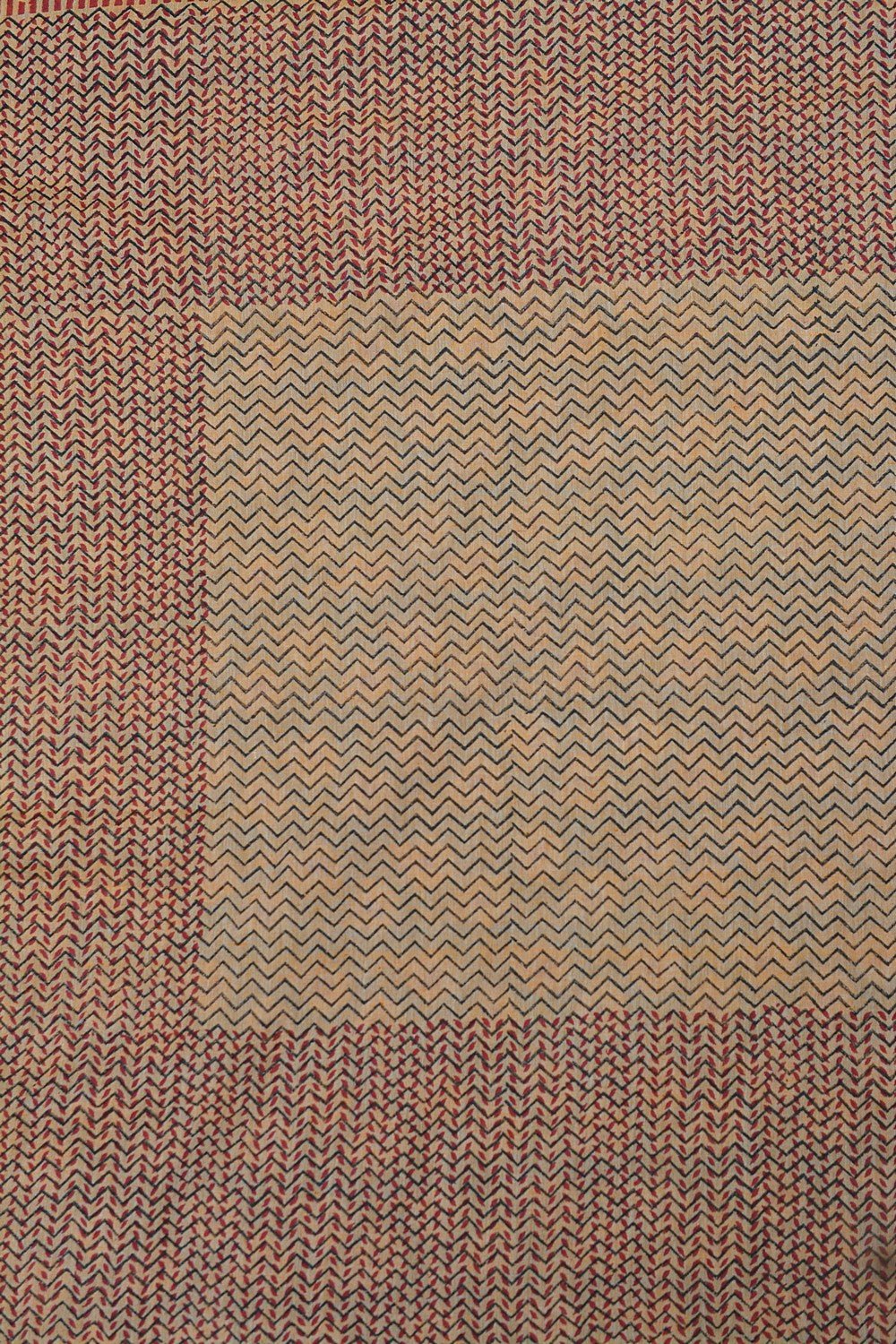 Block Printed Khadi Saree - Deer Trail - metaphorracha