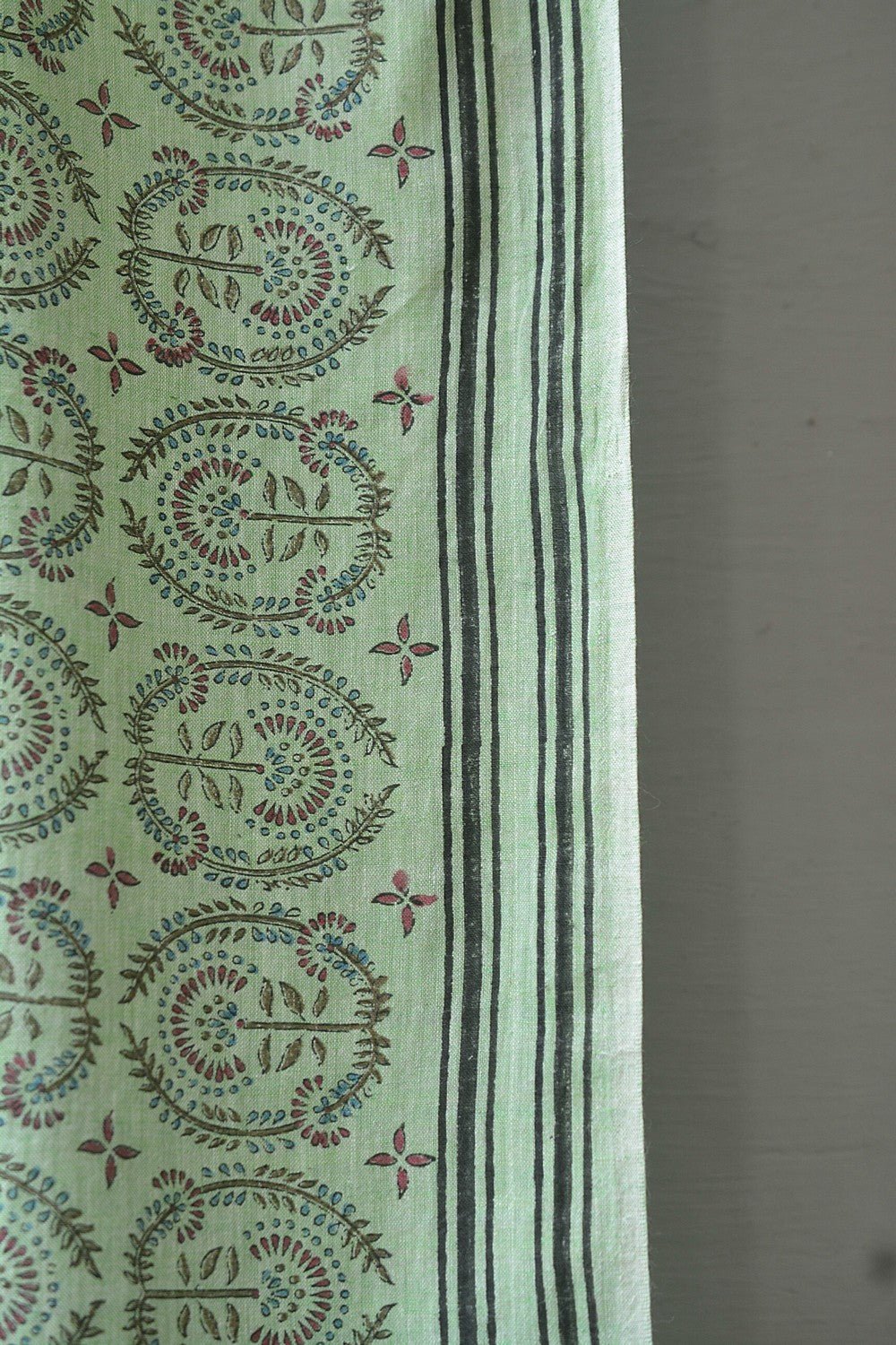 Block Printed Khadi Saree - Lime Twist - metaphorracha
