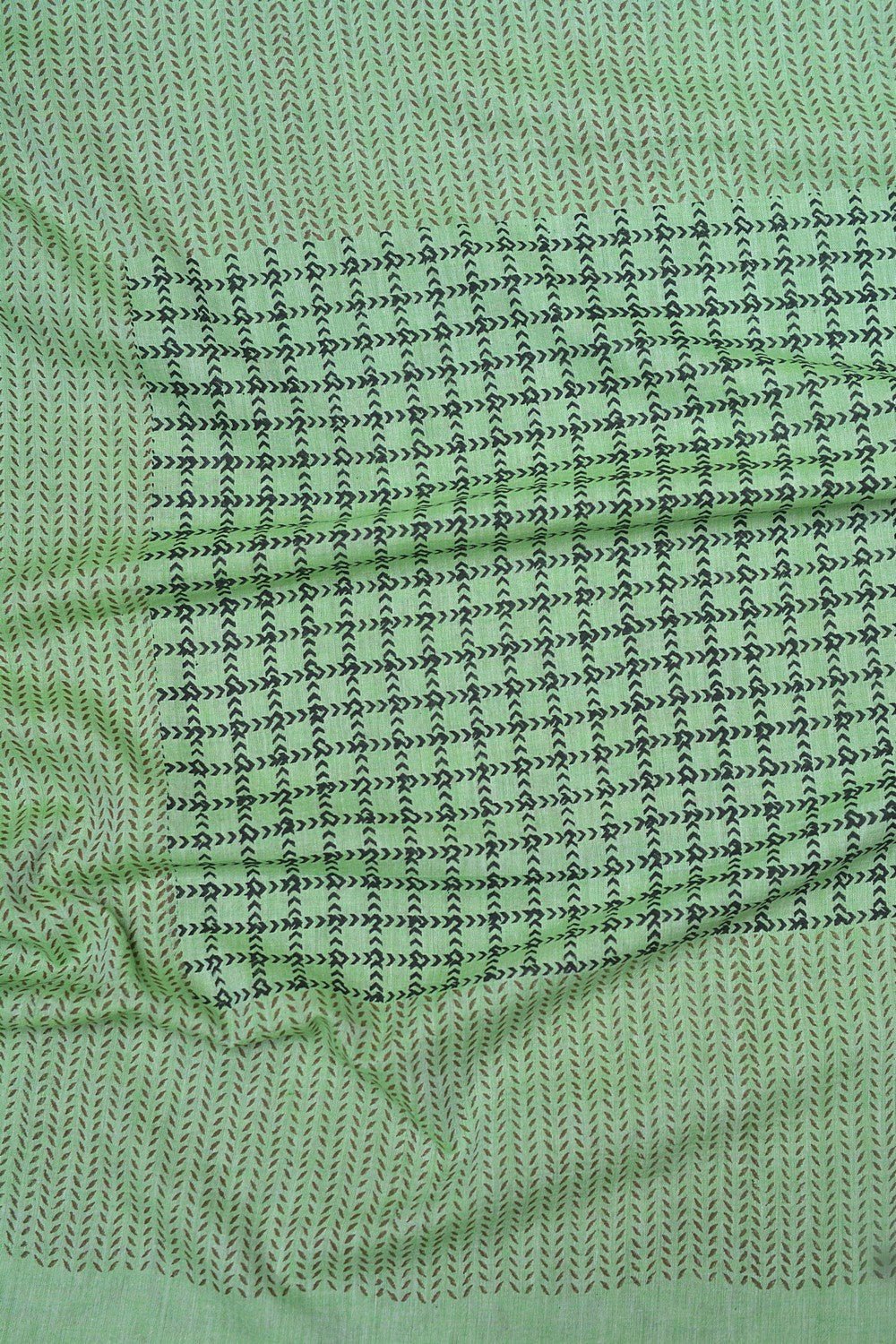 Block Printed Khadi Saree - Lime Twist - metaphorracha