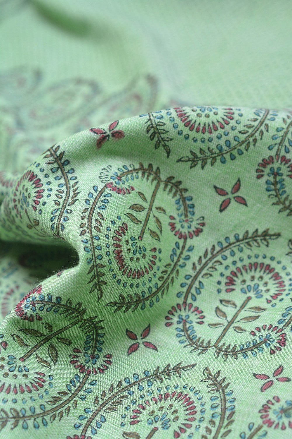 Block Printed Khadi Saree - Lime Twist - metaphorracha