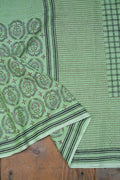 Block Printed Khadi Saree - Lime Twist - metaphorracha