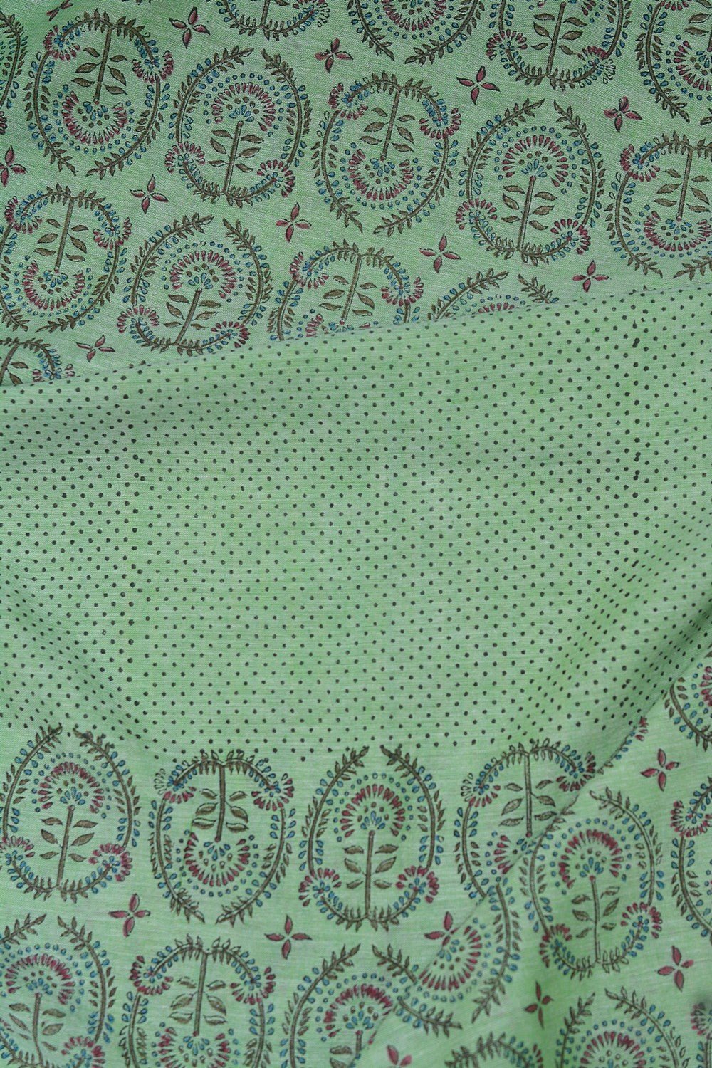 Block Printed Khadi Saree - Lime Twist - metaphorracha