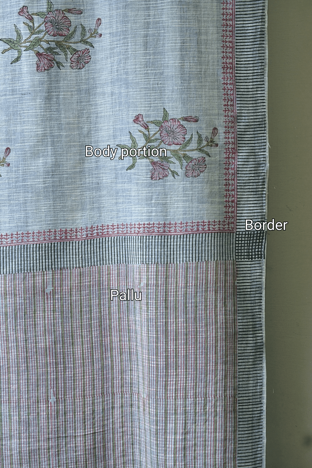 Block Printed Khadi Saree - Metropolitan - metaphorracha