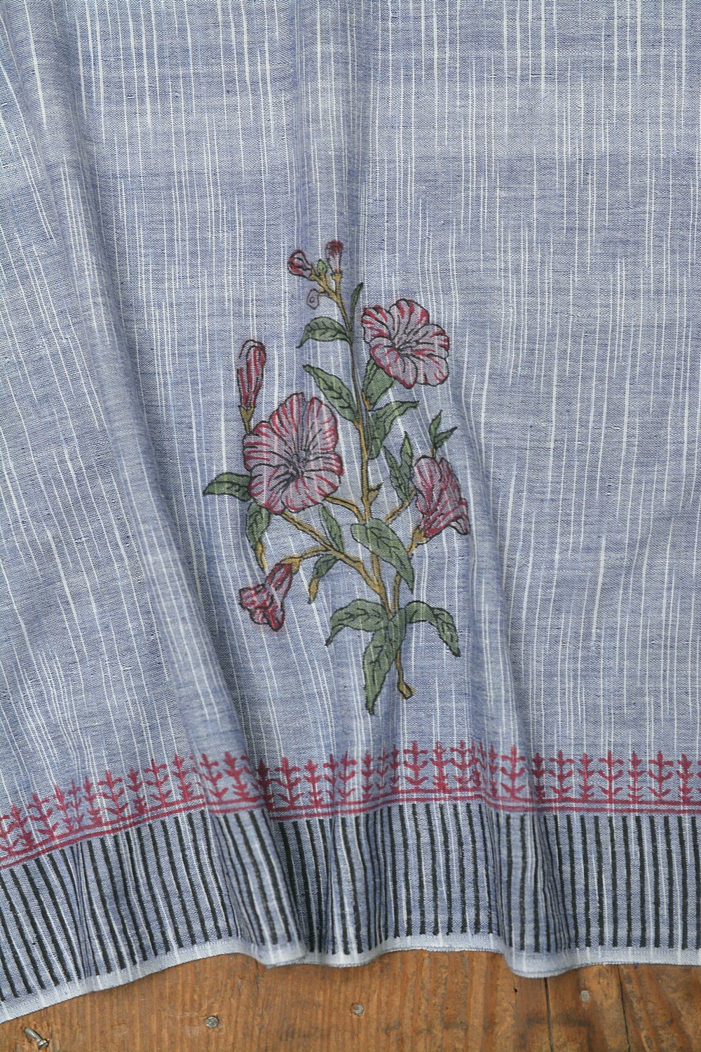Block Printed Khadi Saree - Metropolitan - metaphorracha